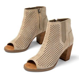 TOMS Women's Majorca Peep Toe Bootie Taupe